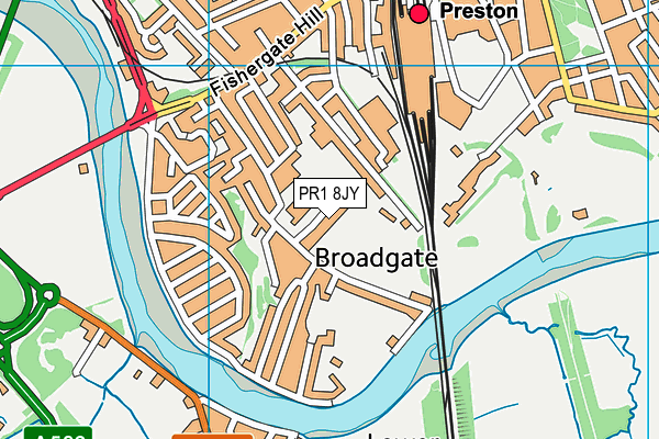 PR1 8JY map - OS VectorMap District (Ordnance Survey) PR1 8JY map - OS VectorMap District (Ordnance Survey)