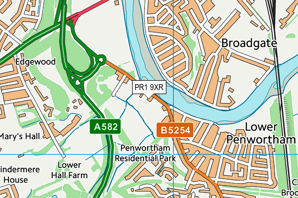 PR1 9XR map - OS VectorMap District (Ordnance Survey) PR1 9XR map - OS VectorMap District (Ordnance Survey)