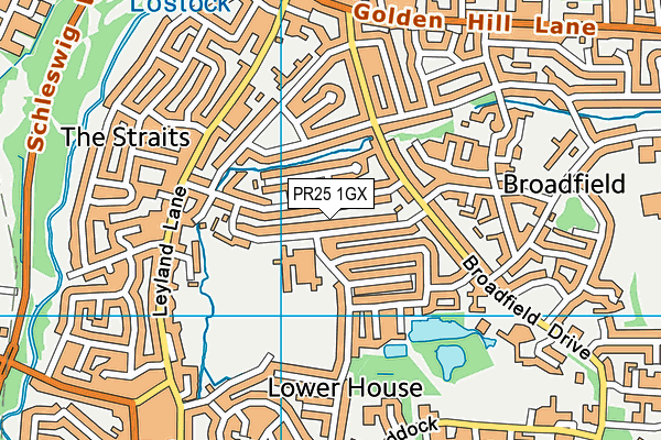 PR25 1GX map - OS VectorMap District (Ordnance Survey) PR25 1GX map - OS VectorMap District (Ordnance Survey)