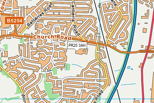 PR25 3AH map - OS VectorMap District (Ordnance Survey)