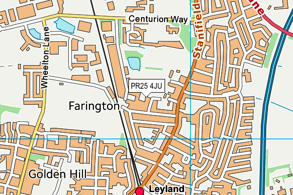 PR25 4JU map - OS VectorMap District (Ordnance Survey) PR25 4JU map - OS VectorMap District (Ordnance Survey)