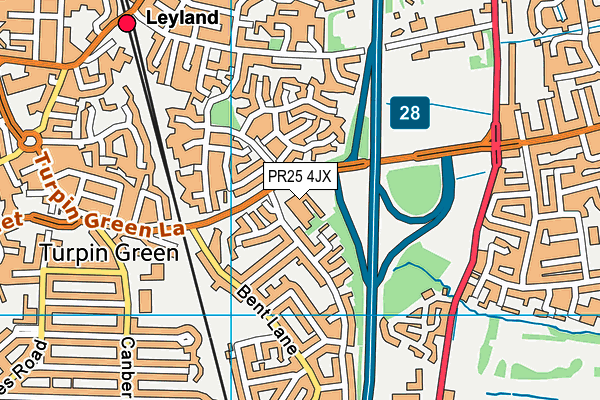 PR25 4JX map - OS VectorMap District (Ordnance Survey) PR25 4JX map - OS VectorMap District (Ordnance Survey)