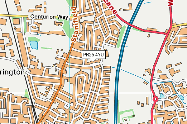 PR25 4YU map - OS VectorMap District (Ordnance Survey) PR25 4YU map - OS VectorMap District (Ordnance Survey)