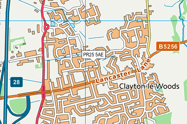 PR25 5AE map - OS VectorMap District (Ordnance Survey) PR25 5AE map - OS VectorMap District (Ordnance Survey)