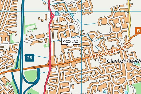 PR25 5AQ map - OS VectorMap District (Ordnance Survey) PR25 5AQ map - OS VectorMap District (Ordnance Survey)