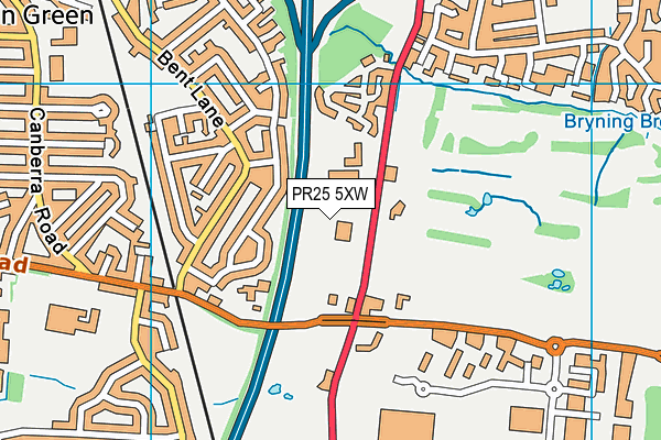 PR25 5XW map - OS VectorMap District (Ordnance Survey) PR25 5XW map - OS VectorMap District (Ordnance Survey)