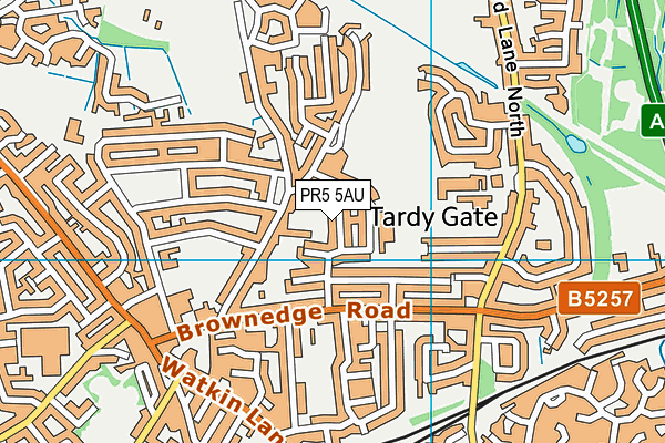 PR5 5AU map - OS VectorMap District (Ordnance Survey) PR5 5AU map - OS VectorMap District (Ordnance Survey)