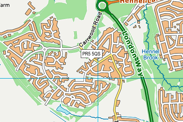 PR5 5QS map - OS VectorMap District (Ordnance Survey) PR5 5QS map - OS VectorMap District (Ordnance Survey)