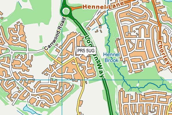 PR5 5UG map - OS VectorMap District (Ordnance Survey) PR5 5UG map - OS VectorMap District (Ordnance Survey)