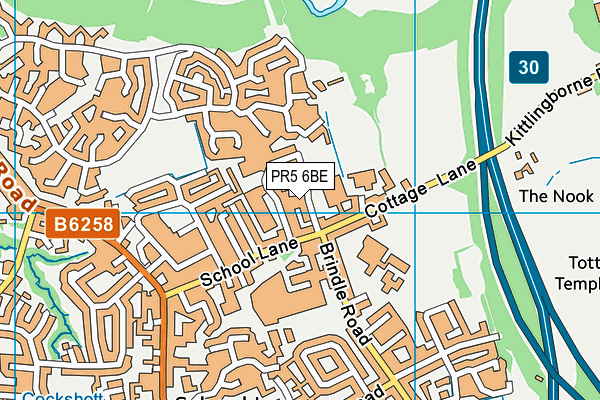 PR5 6BE map - OS VectorMap District (Ordnance Survey) PR5 6BE map - OS VectorMap District (Ordnance Survey)