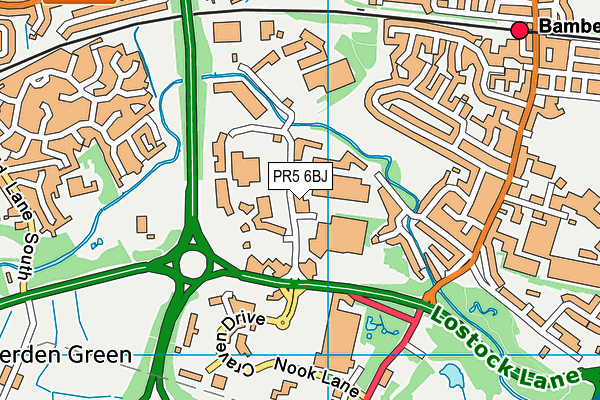 PR5 6BJ map - OS VectorMap District (Ordnance Survey)