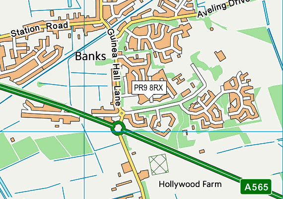 PR9 8RX map - OS VectorMap District (Ordnance Survey) PR9 8RX map - OS VectorMap District (Ordnance Survey)
