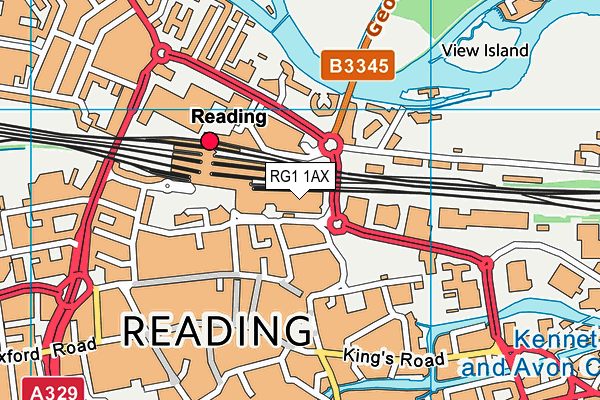 RG1 1AX map - OS VectorMap District (Ordnance Survey) RG1 1AX map - OS VectorMap District (Ordnance Survey)