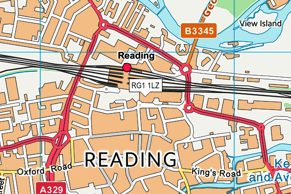 RG1 1LZ map - OS VectorMap District (Ordnance Survey) RG1 1LZ map - OS VectorMap District (Ordnance Survey)