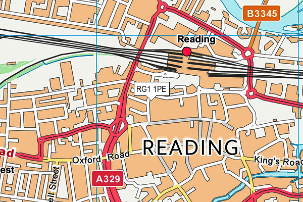 RG1 1PE map - OS VectorMap District (Ordnance Survey) RG1 1PE map - OS VectorMap District (Ordnance Survey)