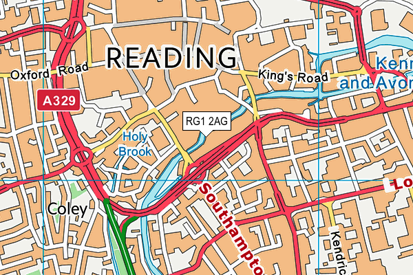 RG1 2AG map - OS VectorMap District (Ordnance Survey) RG1 2AG map - OS VectorMap District (Ordnance Survey)