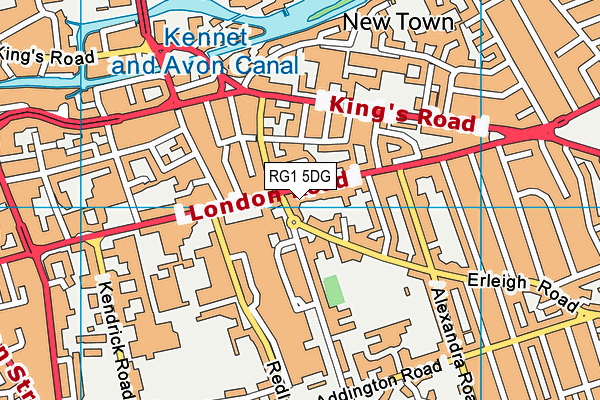 RG1 5DG map - OS VectorMap District (Ordnance Survey) RG1 5DG map - OS VectorMap District (Ordnance Survey)