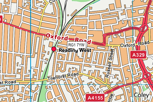RG1 7YW map - OS VectorMap District (Ordnance Survey) RG1 7YW map - OS VectorMap District (Ordnance Survey)