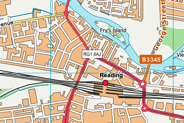 RG1 8AJ map - OS VectorMap District (Ordnance Survey) RG1 8AJ map - OS VectorMap District (Ordnance Survey)