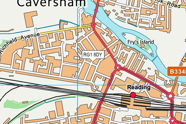RG1 8DY map - OS VectorMap District (Ordnance Survey) RG1 8DY map - OS VectorMap District (Ordnance Survey)