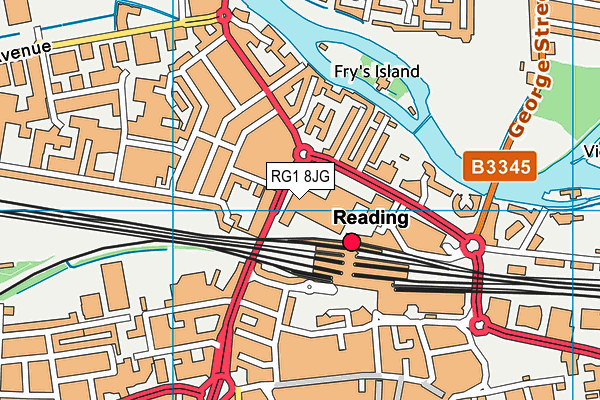 RG1 8JG map - OS VectorMap District (Ordnance Survey) RG1 8JG map - OS VectorMap District (Ordnance Survey)