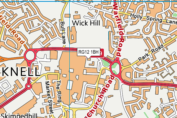 RG12 1BH map - OS VectorMap District (Ordnance Survey) RG12 1BH map - OS VectorMap District (Ordnance Survey)