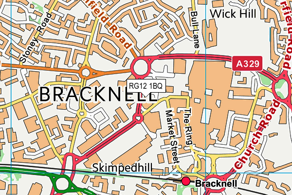 RG12 1BQ map - OS VectorMap District (Ordnance Survey) RG12 1BQ map - OS VectorMap District (Ordnance Survey)