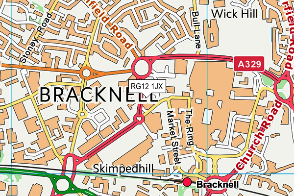 RG12 1JX map - OS VectorMap District (Ordnance Survey) RG12 1JX map - OS VectorMap District (Ordnance Survey)