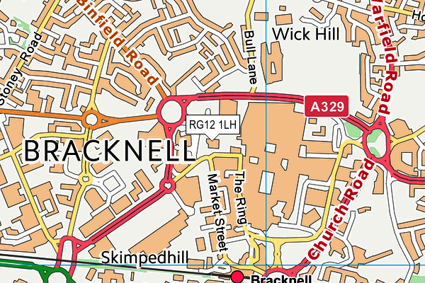 RG12 1LH map - OS VectorMap District (Ordnance Survey) RG12 1LH map - OS VectorMap District (Ordnance Survey)