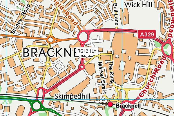 RG12 1LY map - OS VectorMap District (Ordnance Survey) RG12 1LY map - OS VectorMap District (Ordnance Survey)