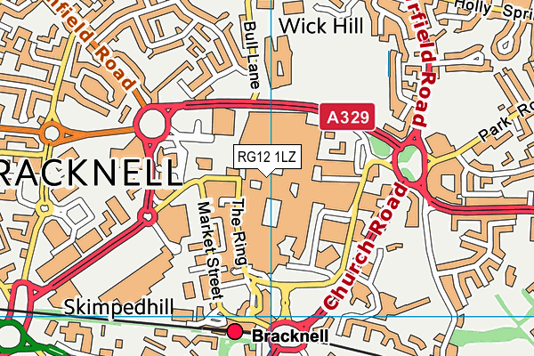 RG12 1LZ map - OS VectorMap District (Ordnance Survey) RG12 1LZ map - OS VectorMap District (Ordnance Survey)