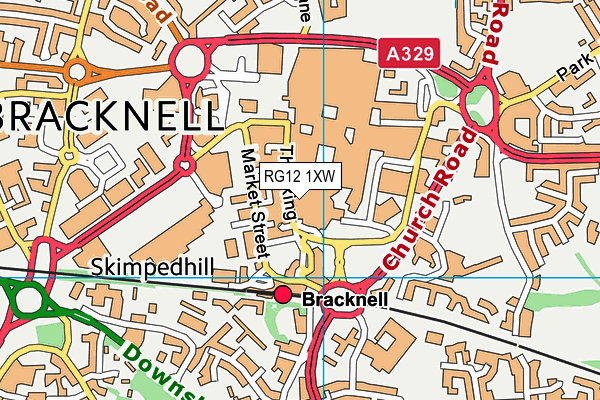 RG12 1XW map - OS VectorMap District (Ordnance Survey) RG12 1XW map - OS VectorMap District (Ordnance Survey)