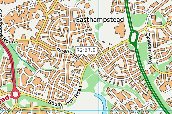 RG12 7JE map - OS VectorMap District (Ordnance Survey) RG12 7JE map - OS VectorMap District (Ordnance Survey)