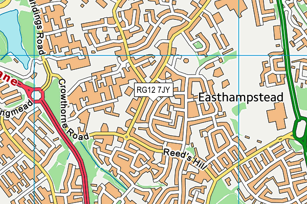 RG12 7JY map - OS VectorMap District (Ordnance Survey) RG12 7JY map - OS VectorMap District (Ordnance Survey)