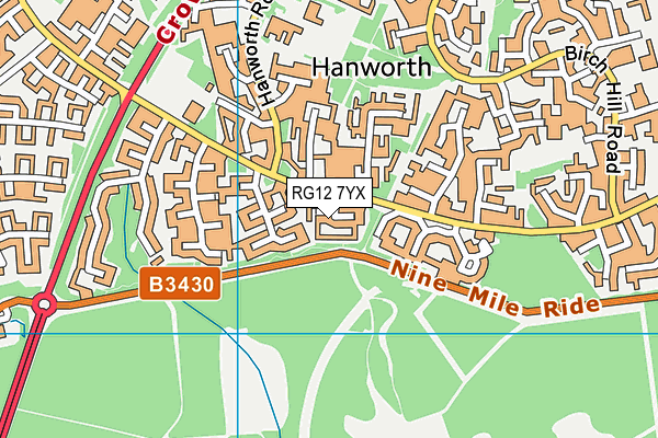 RG12 7YX map - OS VectorMap District (Ordnance Survey) RG12 7YX map - OS VectorMap District (Ordnance Survey)