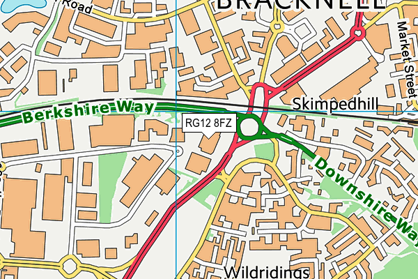 RG12 8FZ map - OS VectorMap District (Ordnance Survey) RG12 8FZ map - OS VectorMap District (Ordnance Survey)
