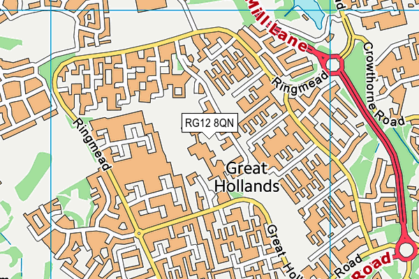 RG12 8QN map - OS VectorMap District (Ordnance Survey) RG12 8QN map - OS VectorMap District (Ordnance Survey)