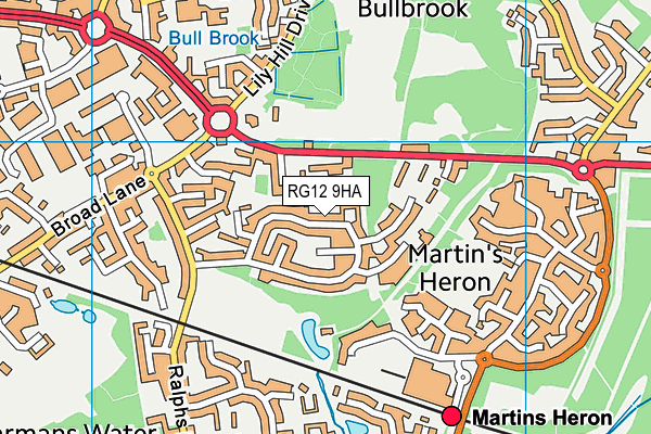 RG12 9HA map - OS VectorMap District (Ordnance Survey) RG12 9HA map - OS VectorMap District (Ordnance Survey)