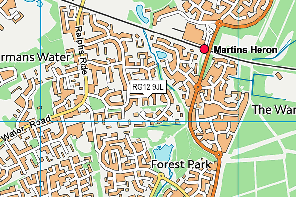 RG12 9JL map - OS VectorMap District (Ordnance Survey) RG12 9JL map - OS VectorMap District (Ordnance Survey)