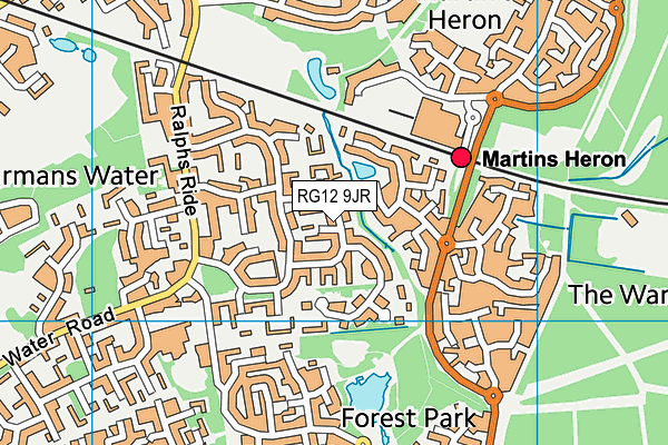RG12 9JR map - OS VectorMap District (Ordnance Survey) RG12 9JR map - OS VectorMap District (Ordnance Survey)