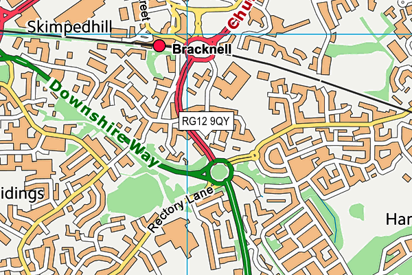 RG12 9QY map - OS VectorMap District (Ordnance Survey) RG12 9QY map - OS VectorMap District (Ordnance Survey)