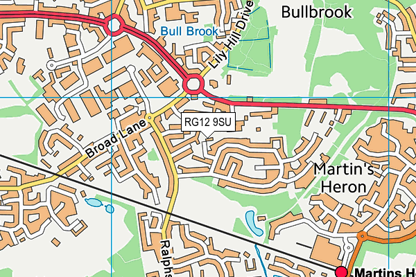 RG12 9SU map - OS VectorMap District (Ordnance Survey) RG12 9SU map - OS VectorMap District (Ordnance Survey)