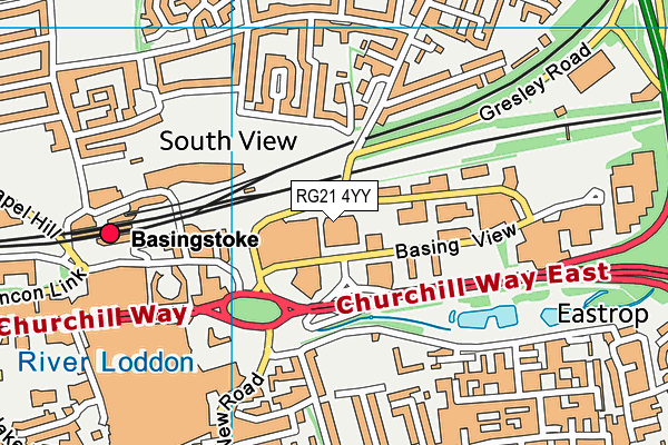 RG21 4YY map - OS VectorMap District (Ordnance Survey) RG21 4YY map - OS VectorMap District (Ordnance Survey)