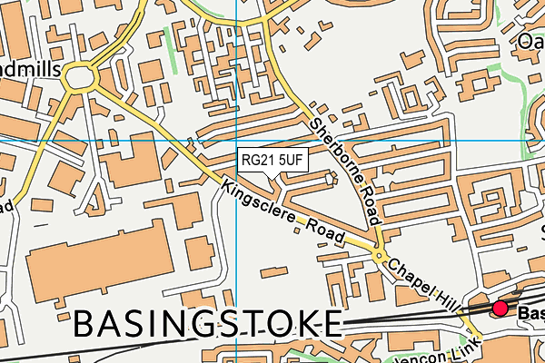 RG21 5UF map - OS VectorMap District (Ordnance Survey) RG21 5UF map - OS VectorMap District (Ordnance Survey)