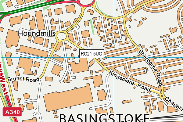 RG21 5UG map - OS VectorMap District (Ordnance Survey) RG21 5UG map - OS VectorMap District (Ordnance Survey)