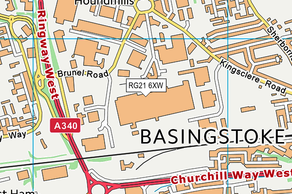 RG21 6XW map - OS VectorMap District (Ordnance Survey) RG21 6XW map - OS VectorMap District (Ordnance Survey)