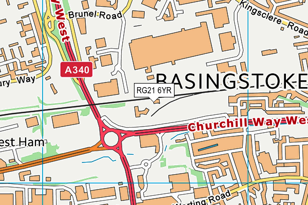 RG21 6YR map - OS VectorMap District (Ordnance Survey)