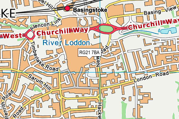 RG21 7BA map - OS VectorMap District (Ordnance Survey) RG21 7BA map - OS VectorMap District (Ordnance Survey)