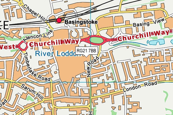 RG21 7BB map - OS VectorMap District (Ordnance Survey) RG21 7BB map - OS VectorMap District (Ordnance Survey)