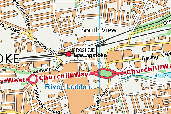 RG21 7JE map - OS VectorMap District (Ordnance Survey) RG21 7JE map - OS VectorMap District (Ordnance Survey)